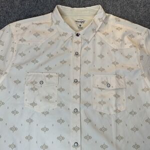 Threadgilt Shirt Mens 2XL White Performance Snap Front Geometric UPF Stretch